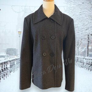 Attention Wool Blend Tapered Fit Double Breasted Charcoal Grey Midi